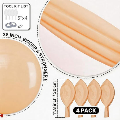 PartyWoo Nude Balloons 4pcs Apricot Boho Fall Neutral Color 36 Inch | Balloons - Image 6