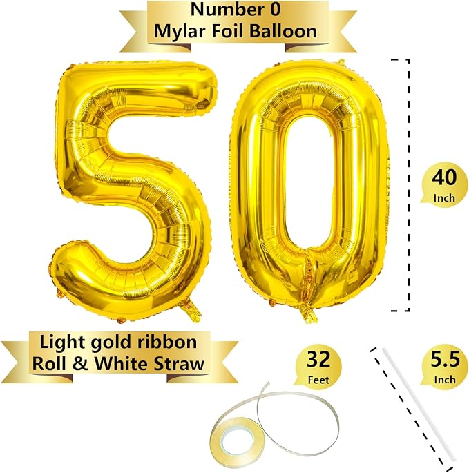 Gold Number Balloons Birthday Balloons - Image 2