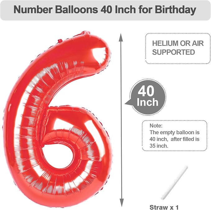 Numbers 15 Balloon 40Inch Red Balloons - Image 5