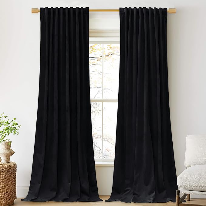 Extra Long Black Velvet Curtains by StangH