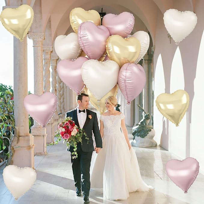 Dusty Pink Cream Heart Balloons - Image 5
