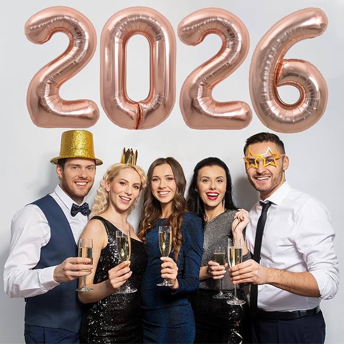 TONIFUL 2026 Graduation Balloons 42Inch Rose Gold 2026 Number Balloons Aluminum - Image 3