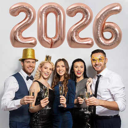 TONIFUL 2026 Graduation Balloons 42Inch Rose Gold 2026 Number Balloons Aluminum - Image 3