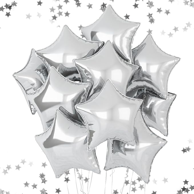 Silver Star Foil Balloons by FEYG