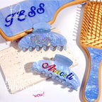 Personalized Colorful Name Hair Claw Clips for Women,Custom Hair Clips with Diamond,Cute Hair Accessories 4",Handmade Rhinestones Hair Clamp Gifts for Mom,Bride,Wife,Bridesmaid（Blue Sugar）