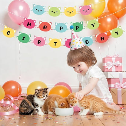 Cat Happy Birthday Banner Party Decorations Birthday Cat Banner Garlands Sign - Image 7