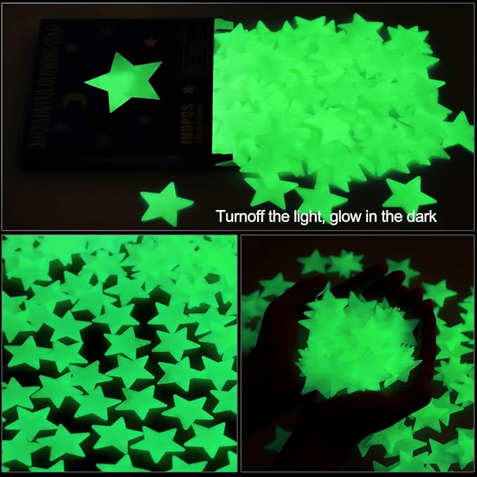 200pcs Glow in The Dark Luminous Stars Fluorescent Noctilucent Plastic Wall - Image 3