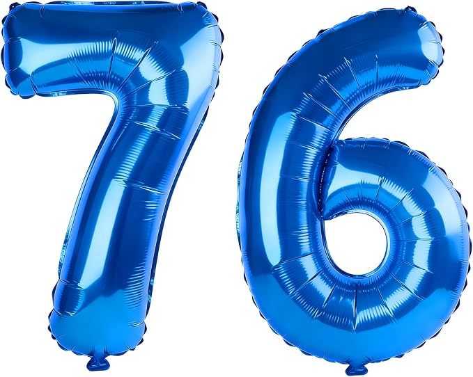 40 Inch Number 76 Balloons for 76th Birthday Party Decorations, 0-100 Dark Blue by FOBELEC