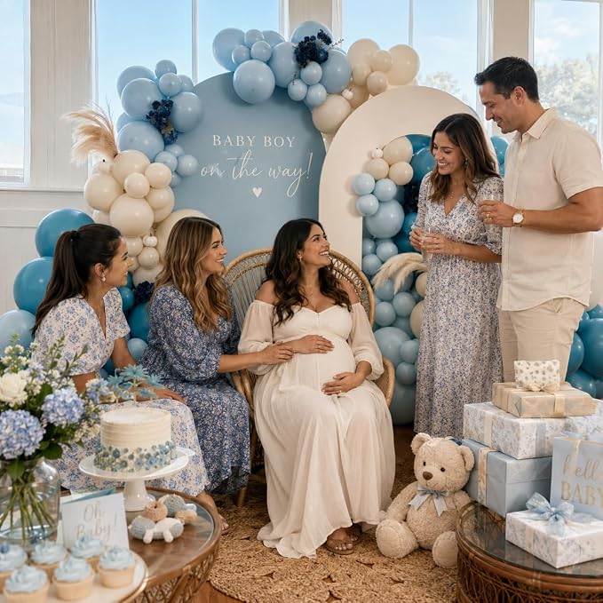 Dusty Blue Balloons 60PCS 12Inch Slate Baby Light Blue White Balloon | Sand - Image 5