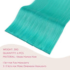 WENNALIFE Teal Green Clip in Hair Extensions Real Human Hair 35g 6pcs 20 Inch Colored Hair Extensions for Kids Women Colorful Hair Pieces Pop-up Style Straight Extensiones De Cabello Humano Con Clip