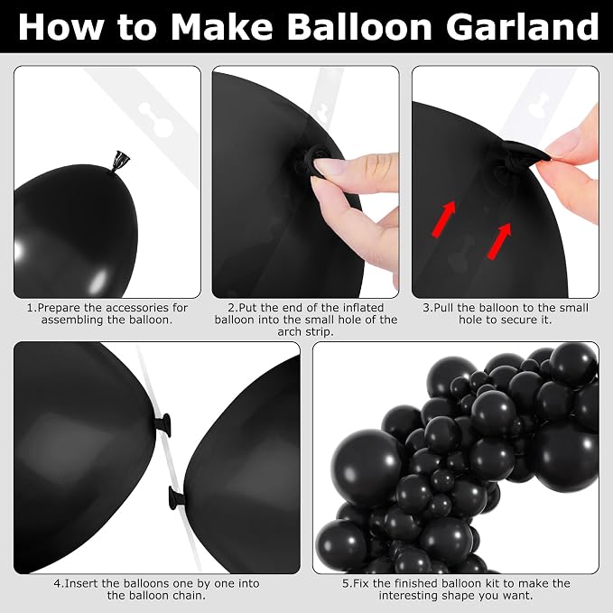 Amandir 153pcs Black Balloons Arch Garland Kit Different Sizes | 18 12 10 5 - Image 4
