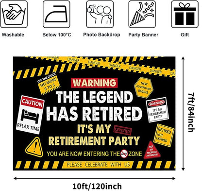 Happy Retirement Banner Caution Logos Retirement Party Decorations Funny Legend - Image 2