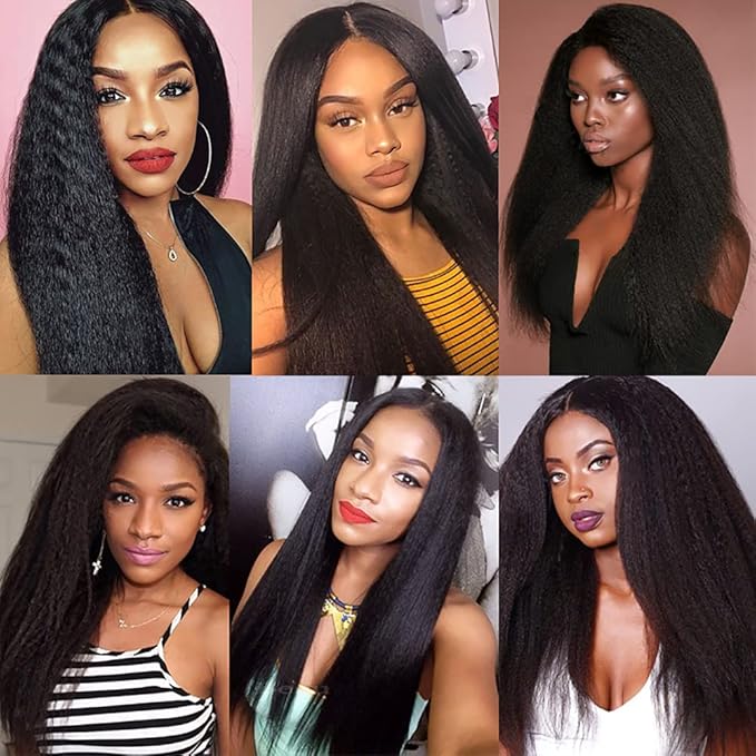 30 Inch Human Hair Bundles Color 1B Kinky Straight Bundles Brazilian Virgin Soft and Silky Remy Hair Extensions Niegmeag Double Weft Natural Black Yaki Straight Bundle 100g