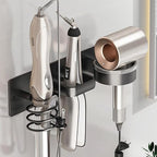 Hair Dryer Holder Wall Mounted,Blow Dryer, Curling Iron, Straightener Holder 3 in 1 Bathroom Metal Hair Tool Organizer Rack-BLACK-1