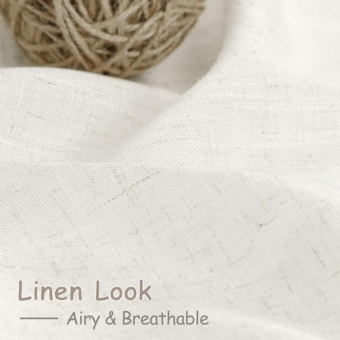 Beige White 102 Inch Linen Curtains - Image 4