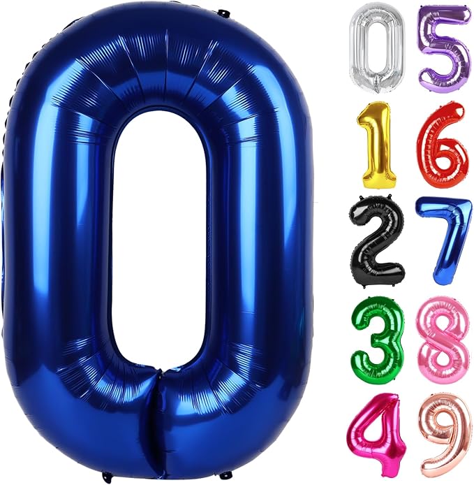 NightBlue Number 0 Balloon 40 Inch, 0th Birthday Decorations Men Women | Foil by IWERP