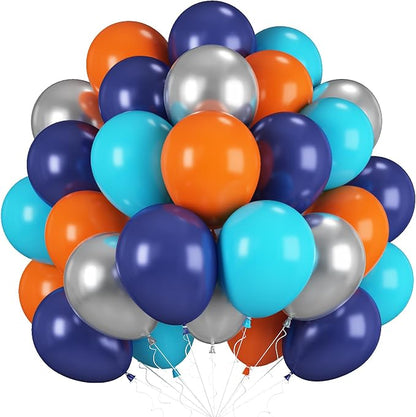 Blue Orange Balloons, 12 Inch Teal Navy Bule Balloons by Paeyeq