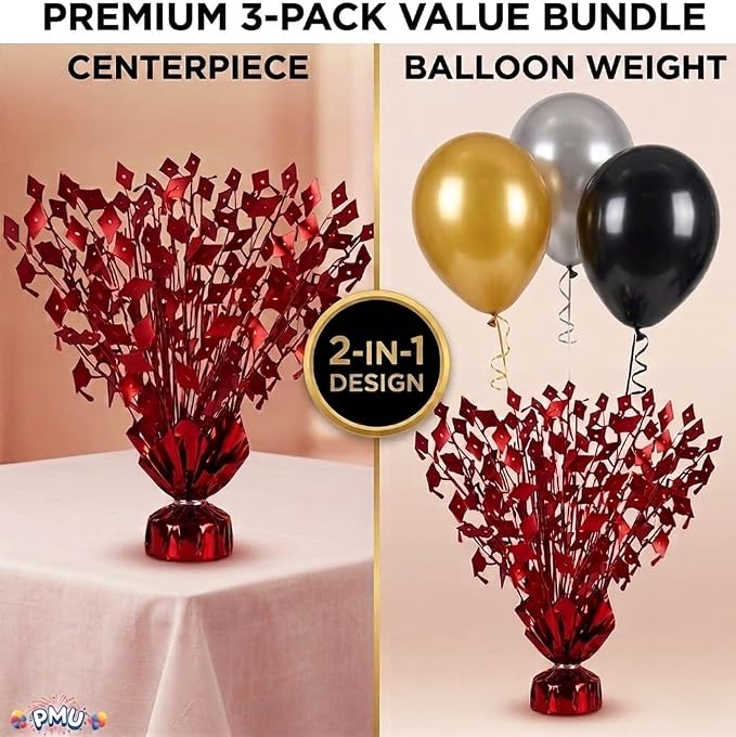 PMU 3 Pcs Red Graduation Balloon Weights - Image 4