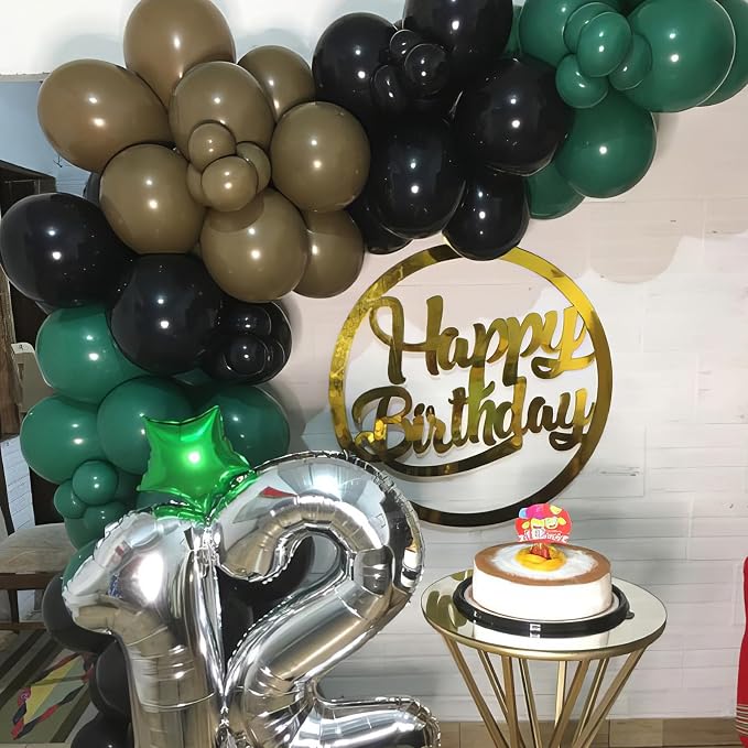 Green and Brown Balloons, Camouflage Metallic Green Black Brown Gold Balloon - Image 5