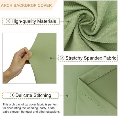 FANPROMS Sage Green Wedding Arch Cover Set of 3 Spandex Fitted Arch Backdrop - Image 3