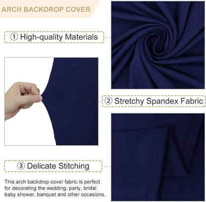 FANPROMS Wedding Arch Cover 7.2FT 6.6FT 6FT Navy Spandex Arch Cover Set of 3 - Image 3