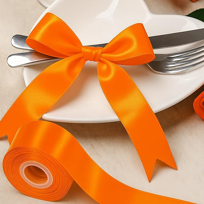 1 1/2In 30Yards Orange Ribbon for Gift Wrapping Thanksgiving Halloween | Silky - Image 4