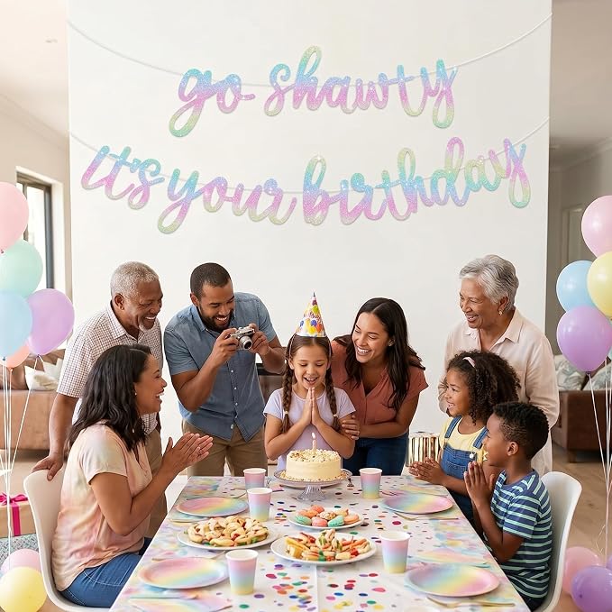 BEISHIDA Rainbow Pre-Strung Go Shawty It's Your Birthday Banner Decoration | - Image 4