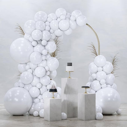 PartyWoo White Balloons 128pcs Matte White Latex Balloons Different Sizes | 18 by PartyWoo