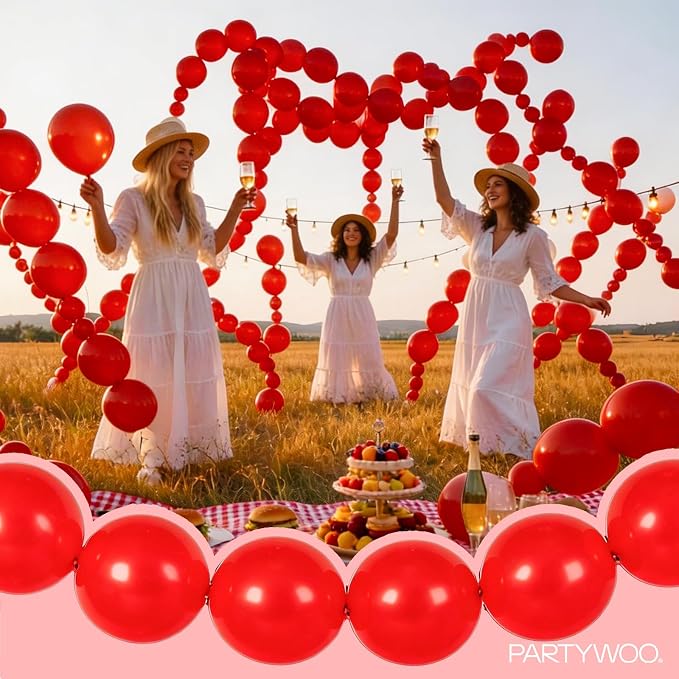 PartyWoo Red Linking Balloons 100pcs 12 Inch Red Link Balloons | - Image 7