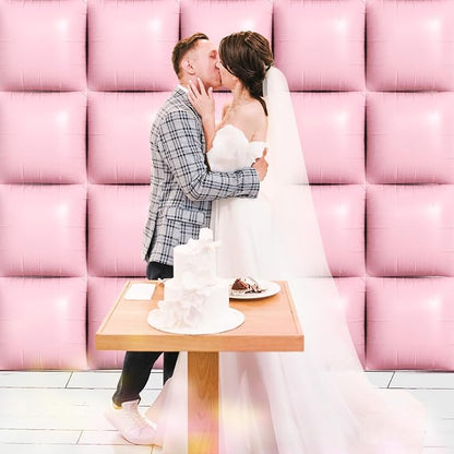 NISOCY 25PCS Matte Pastel Pink Square Foil Balloons Wall Backdrop | Double - Image 6