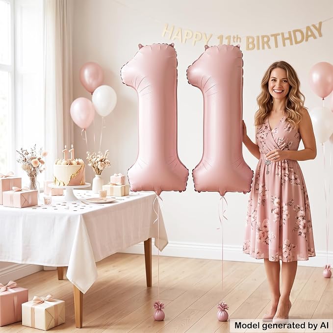 40" Light Pink Foil Number 11 Balloon - Image 5