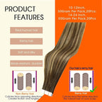 Full Shine Human Hair Extensions Tape in Color 4/24/4 Balayage Brown And Blonde Human Hair Tape in Extensions 24Inch Long Remy Skin Weft 100G Double Sided Extension 40Pcs for Women