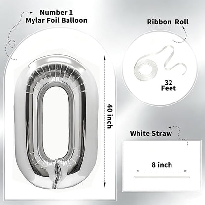 Number Balloons Silver Party Balloon - Image 2