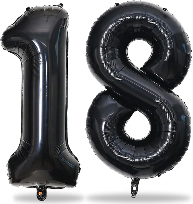 Large Black Mylar Foil 18th Birthday Balloons by Lingqiang
