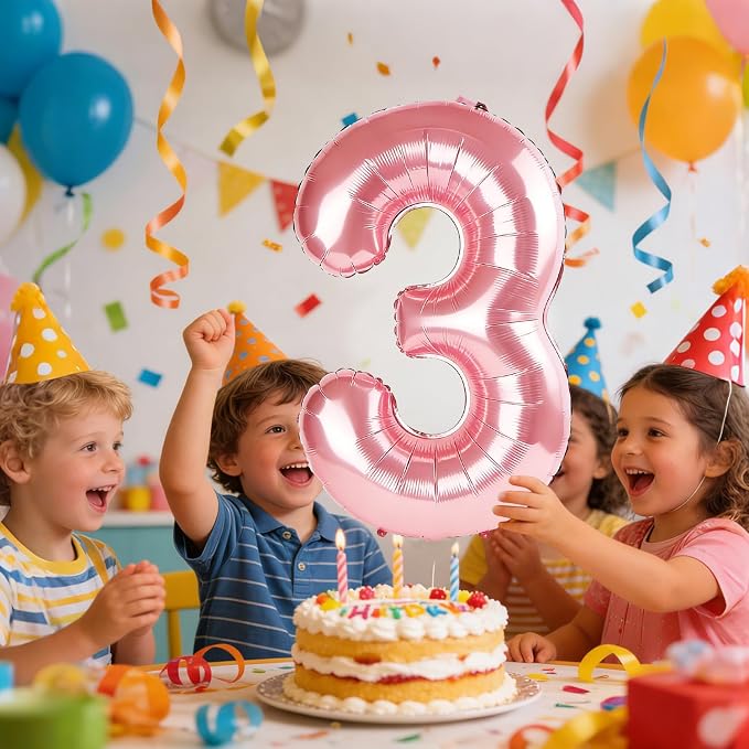 40 Inch Number 3 Balloons for 3rd Birthday Party Decorations, 0-100 Jewelry - Image 2