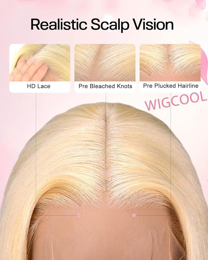 613 13x6 Lace Front Wig Human Hair Straight Blonde Wig Human Hair 613 HD Lace Frontal Wigs 180 Density No Synthetic Blend No Tangle No Shedding Triple Lifespan 3X 100% Real Human Hair 22 Inch