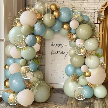 Dusty Green Blue Balloon Arch Kit - Image 4