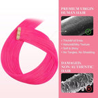 GOO GOO Tape in Hair Extensions Human Hair, Pink, 12inch 20g 10pcs, Colored Tape ins Human Hair Extensions, Silky&Soft Invisible Tape Ins, Hair Highlighted for Party