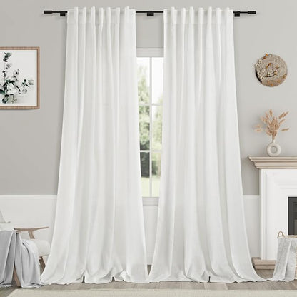Off White Curtain 102 inches Long 2 Panels Set by Nanspring