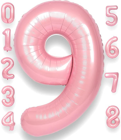 RainbowQ Pink 9 Balloon Number 40 Inch 0-40 Foil Large Balloons | Big Mylar 9 by RainbowQParty