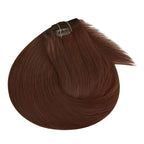 Ve Sunny Clip in Hair Extensions Real Human Hair Dark Auburn Red Remy Human Hair Clip in Extensions Full Head Straight Real Hair Extensions For Women 7pcs 120g 18 inch