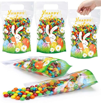 Fuutreo 25 Pcs Happy Easter Gift Bags Self Sealed Bunny Pouches Spring Favor by Fuutreo