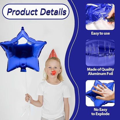 Biapian Blue Star Foil Balloons, 18 Inch Aluminum Balloon - Image 3