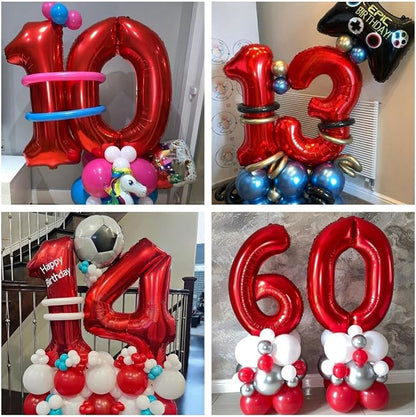Red 30 Number Balloons, 40 Inch 30 Balloons Foil Mylar Helium Big Red 30 - Image 6