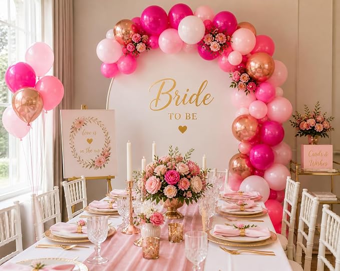 Hot Pink Balloons 60 Pack – Pink Chrome Balloons, Rose Gold & White 12 Inch - Image 6