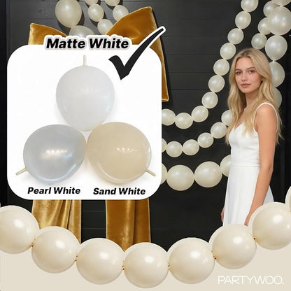 PartyWoo White Sand Linking Balloons 100pcs 6 Inch Off White Link Balloons | - Image 3