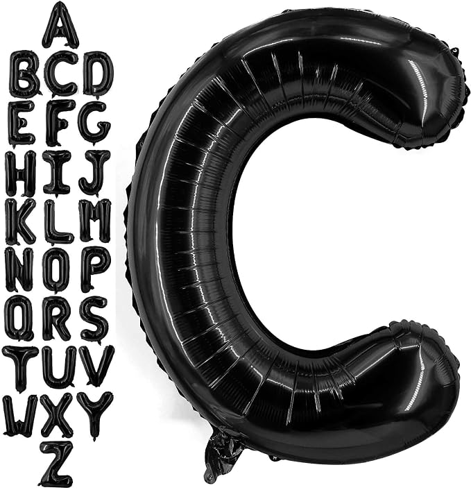 40 Inch Black Letter C Balloons, DIY Phrase Foil Alphabet Letter C Balloons DIY by LHOAVWE