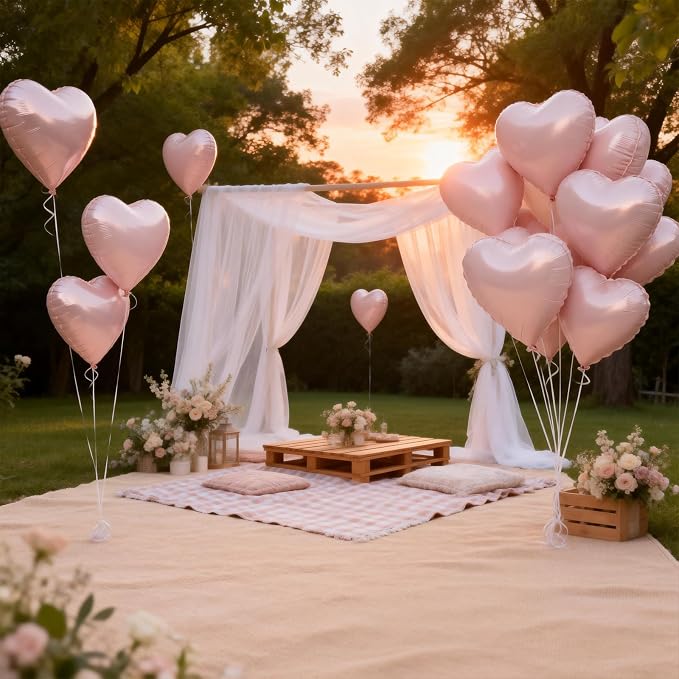 Baby Pink Cream Heart Balloons, Pastel Pink Helium Balloon - Image 8