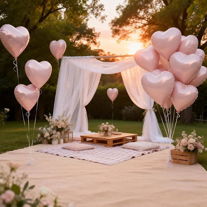 Baby Pink Cream Heart Balloons, Pastel Pink Helium Balloon - Image 8