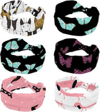 6 Pcs Stretchy Headbands for Women, Absorbed Sport Headband Soft Twist Knotted Headbands for Daily Life Yoga Workout, Dogs Collection Multi Animal